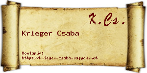 Krieger Csaba névjegykártya