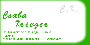 csaba krieger business card